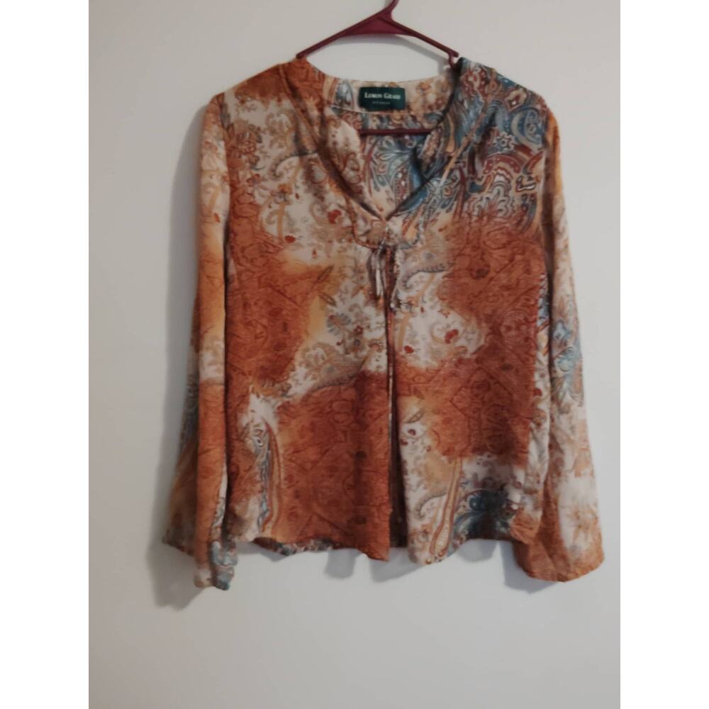 LEMON‎ GRASS Women's Blouse Size Medium Multi-color Floral Mosaic